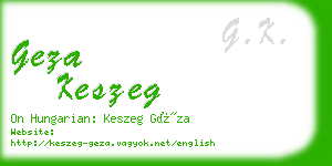 geza keszeg business card